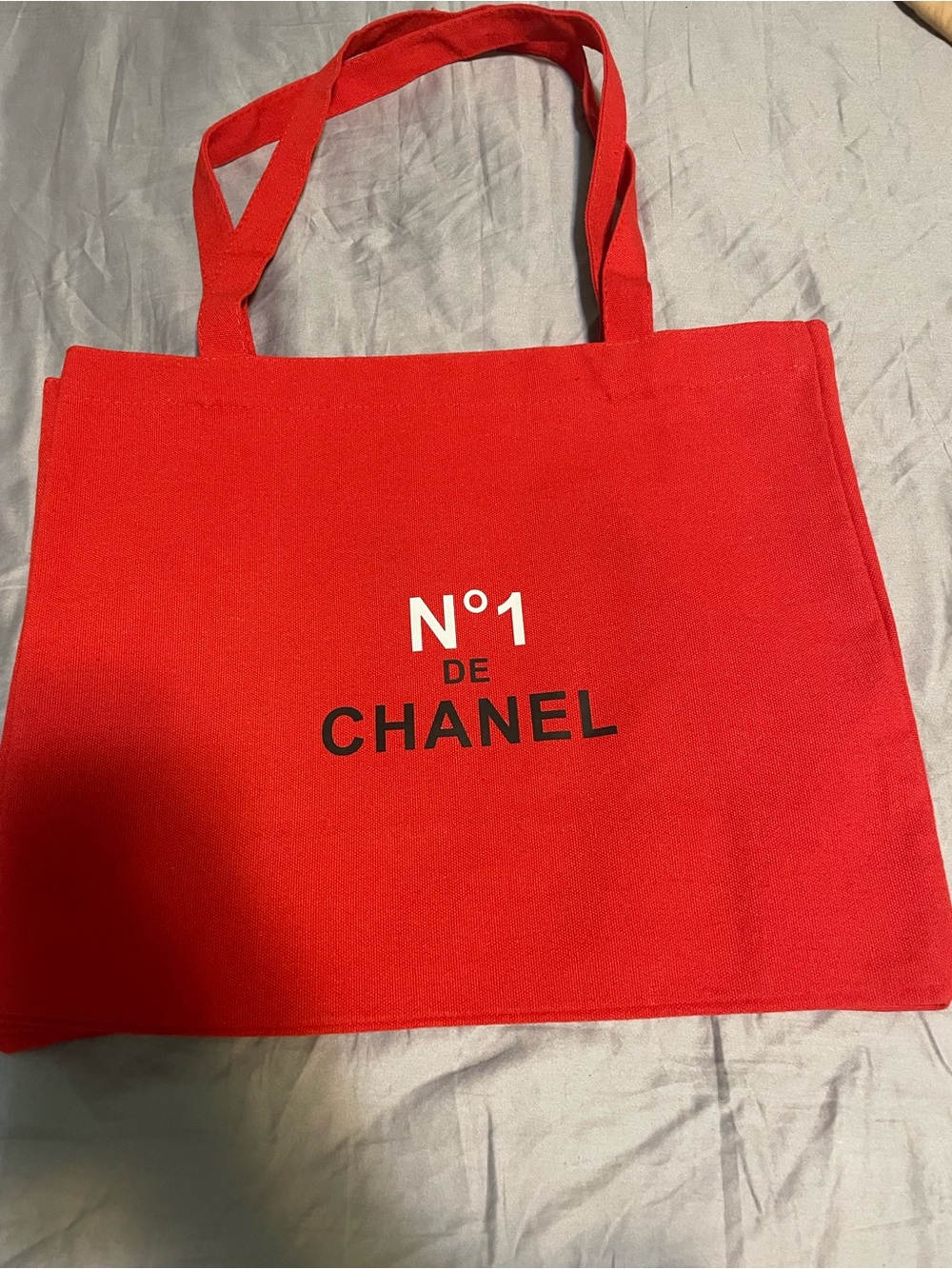 CHANEL N°1 Red Canvas Tote Bag